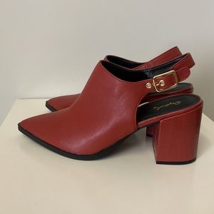 Deep red sling back pumps- size 10